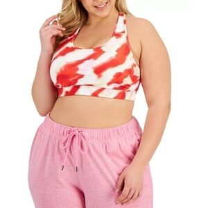 ID Ideology Women Plus Size Printed Medium-
Impact Sports athletic Bra Red